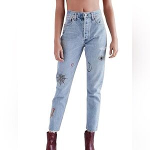 AGOLDE X UO Jamie High-Rise Jean - Rescued Crush Embroidered Size 29